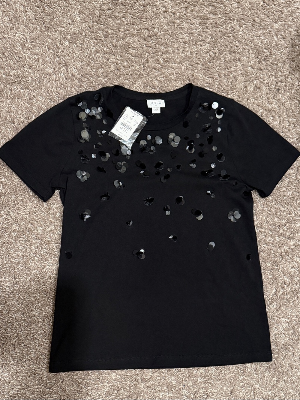 J. Crew Black Short-Sleeve Tee with Sequin Detail